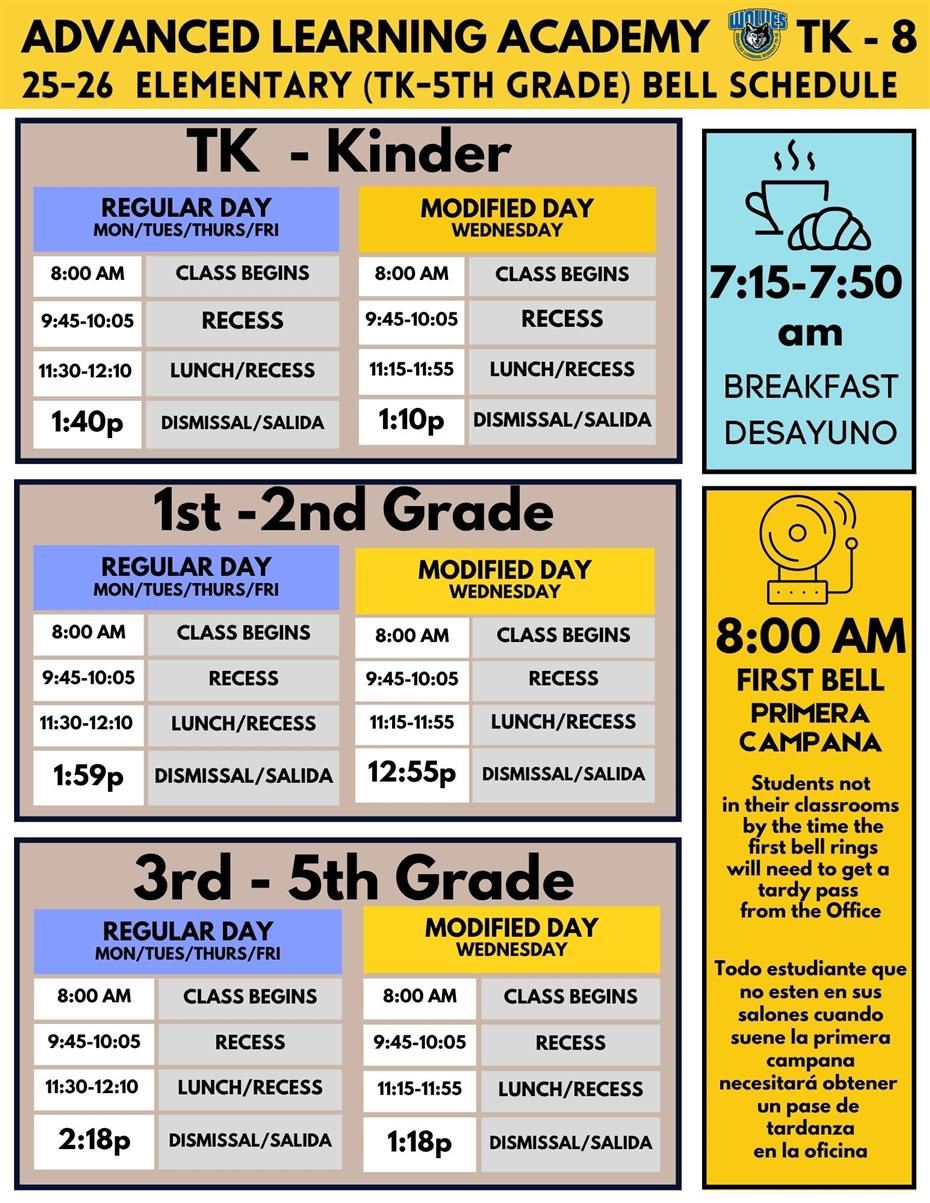 25.26 ELEMENTARY BELL SCHEDULE